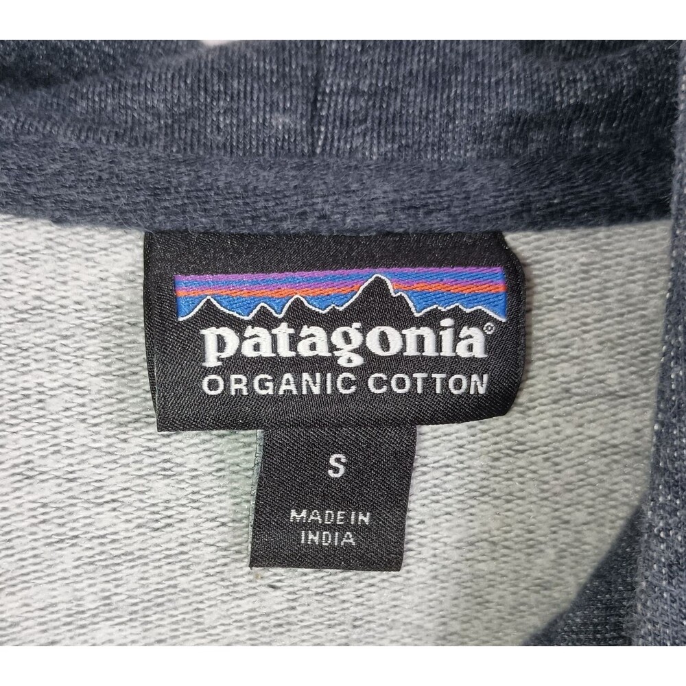 Patagonia Worn Wear Hoodie Unisex Small Gray Organic Cotton Bear Logo Sweatshirt - Picture 2 of 7